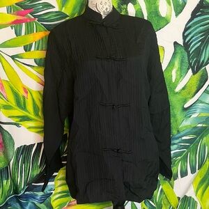 EILEEN Fisher Women's Small Black Silk Toggle Dinner Fall Autumn Goth Jacket